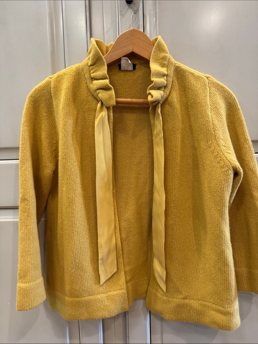 J. Crew Girls' Mustard Yellow Tie-Neck Knit Cardigan